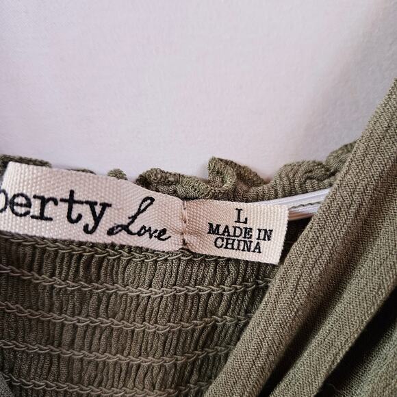 Liberty Love Olive Green Dress Jr Size L Tie Straps Y2K Forest Fairy Goblincore - Picture 4 of 9
